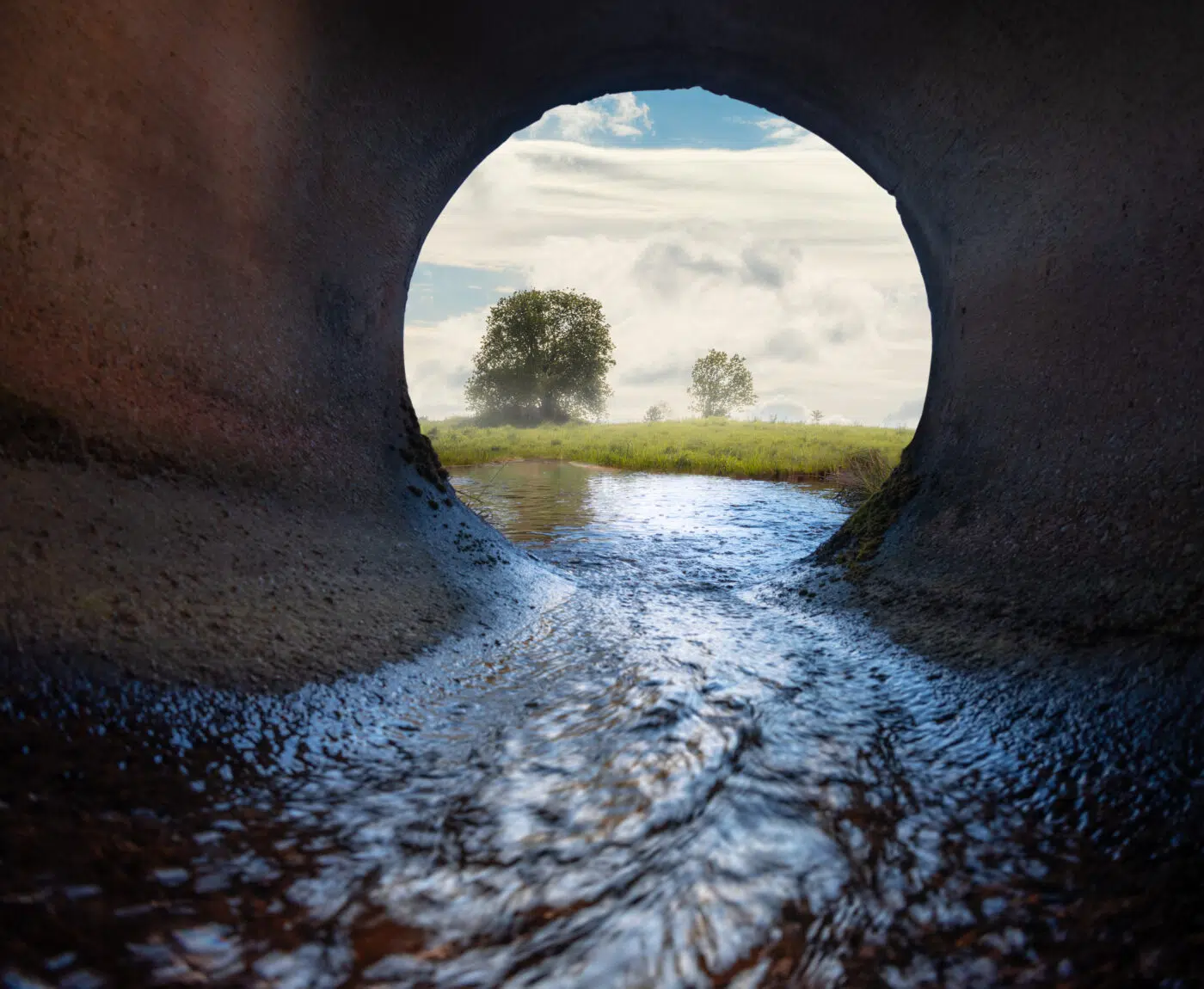 Sewer pipe inside view