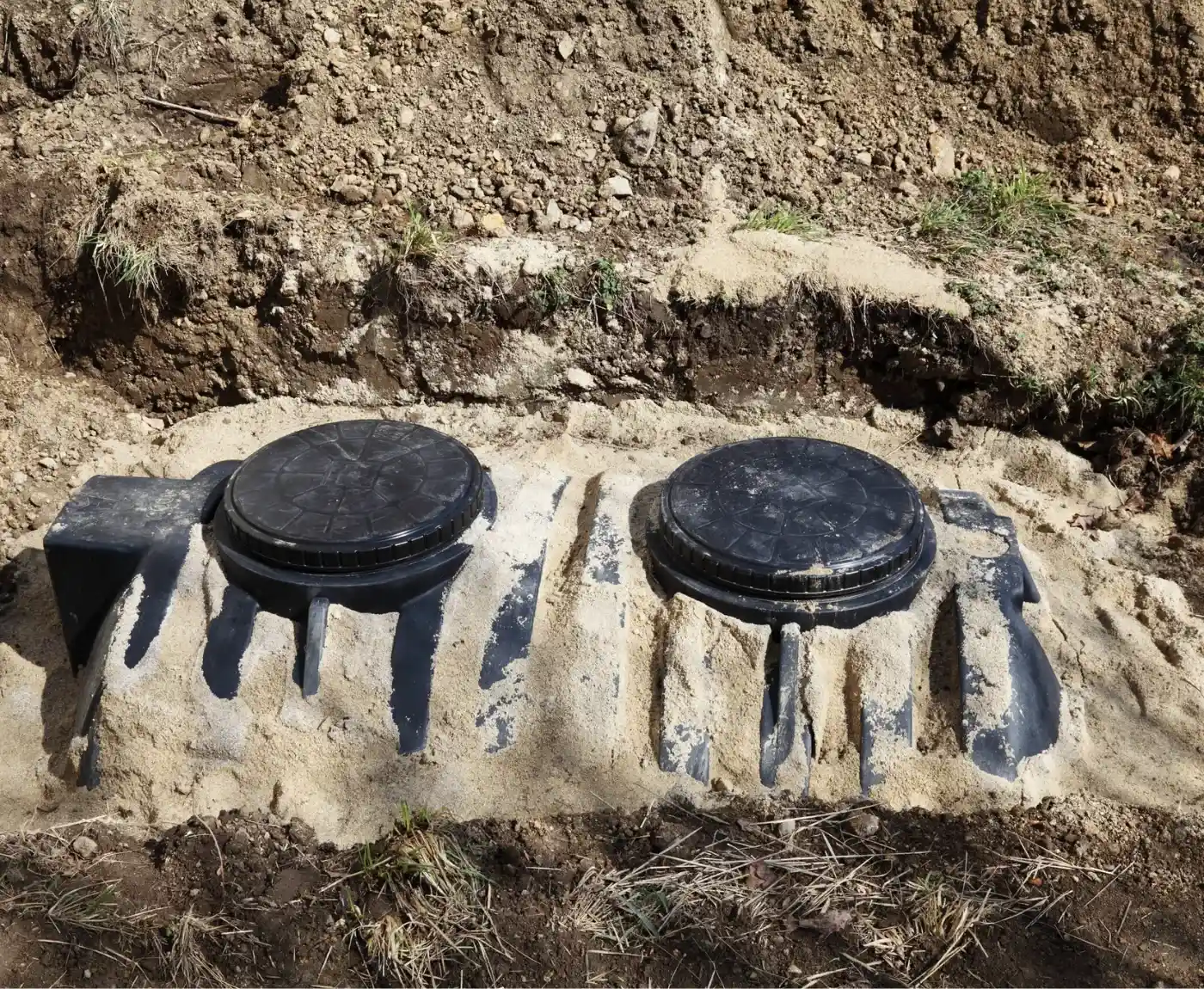 Underground sewage treatment plant installation for a property in Sussex